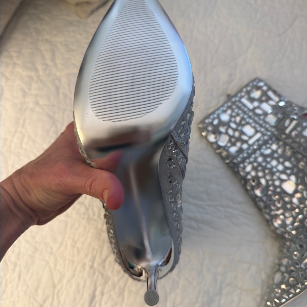 Steve Madden Silver Crystal Embellished Pointed-Toe Stiletto Boots - Picture 6 of 7